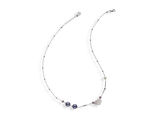 Iris Necklace (indigo) - Delicate Murano glass and pearls on sterling silver