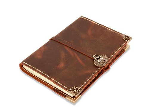 Leather Journal (large) - Handmade leather and bronze journals in four sizes