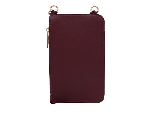 Phone Holder (burgundy) - Quilted leather mobile phone holder