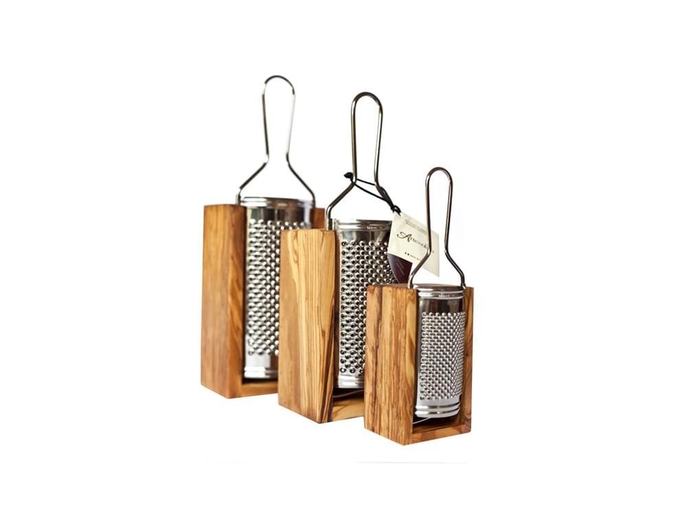 Italian Cheese Grater (small) - Traditional olive wood and stainless steel grater