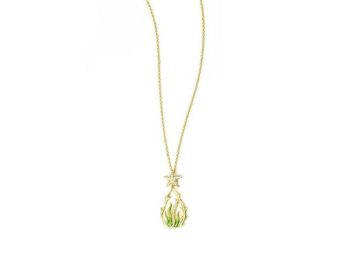 Seagrass Necklace (green) - Intricate sterling silver and enamel pendant