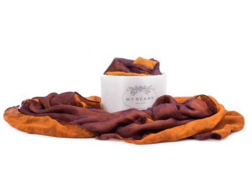 Terrace of Rome - Vibrant double sided silk scarf