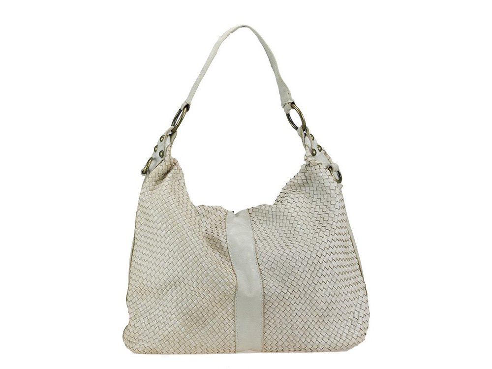 Simple, square, woven calf leather bag