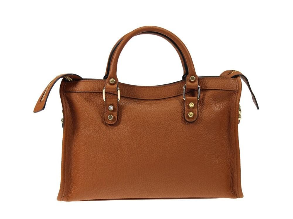 Narni (tan) - Useful, compact shaped leather bag