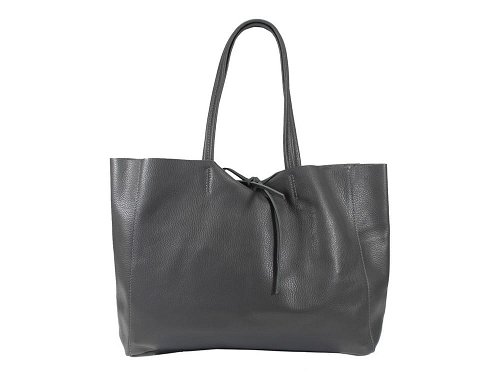 Poppi (dark grey) - Extremely soft leather tote bag
